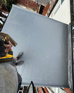 Flat roof finishing work in progress